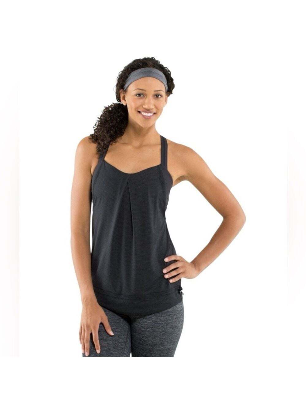 Lululemon Rest Less Tank 4 Black Seamless Fitted Sweat-Wicking Gymcore Essential